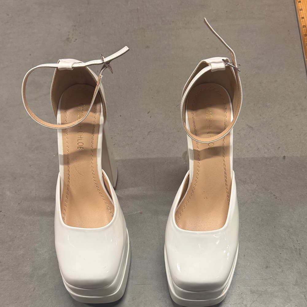 Chase + Chloe White Platform Heels